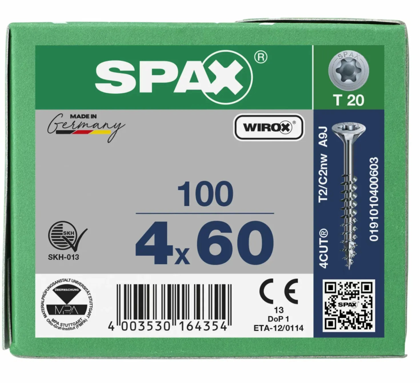 SPAX Universele schroef - T20 - Verzonken kop - Deeldraad - WIROX - 100st