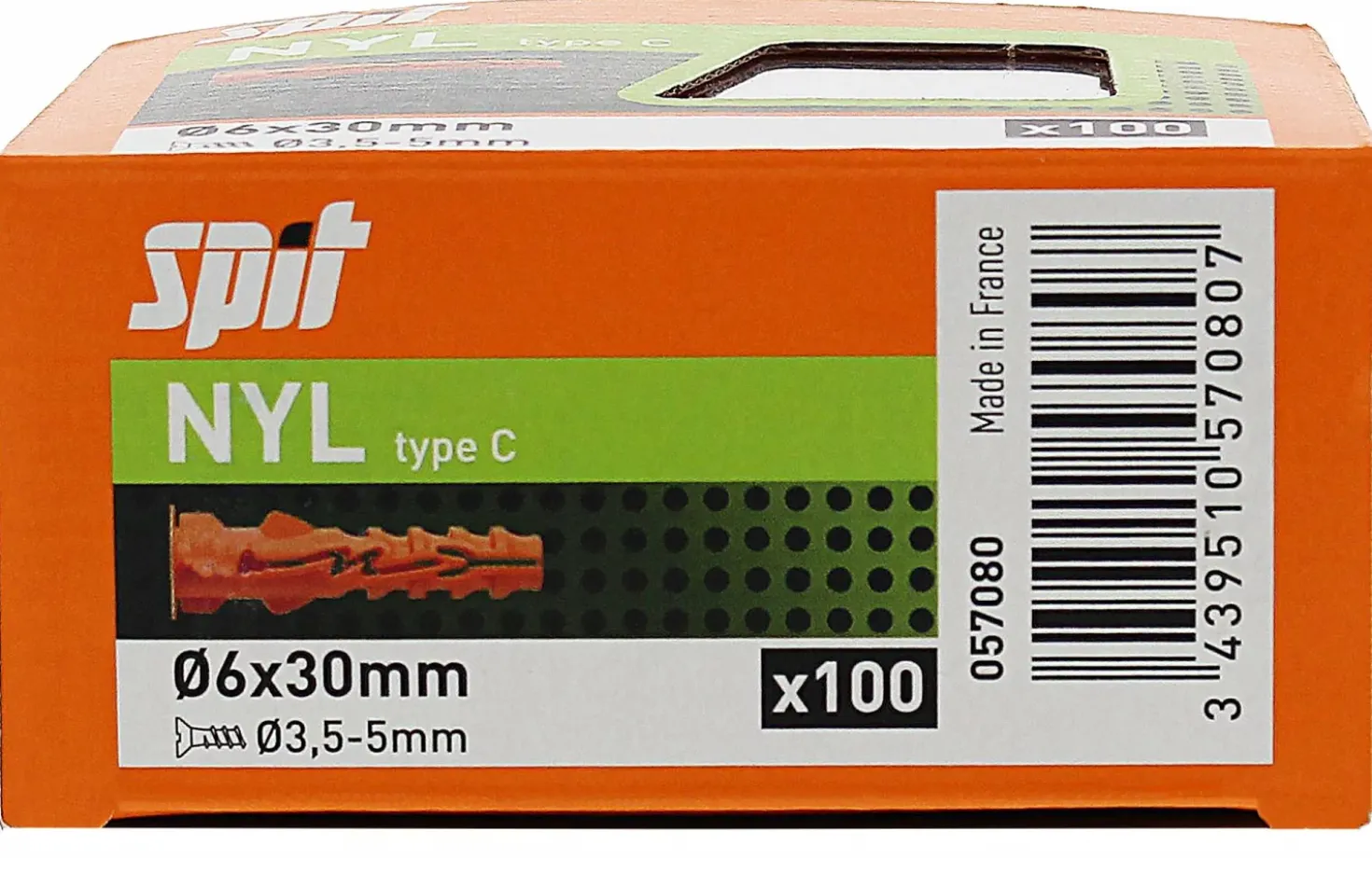 Spit 057080 Nylonplug D met kraag - 6 x 30mm (100st)