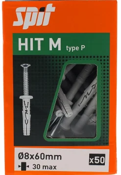 Spit 060091 Slagplug Hit M met kraag - 8 x 60mm - PZ2 (50st)