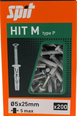 Spit 050116 Slagplug Hit M met kraag - 5 x 25mm - PZ2 (200st)