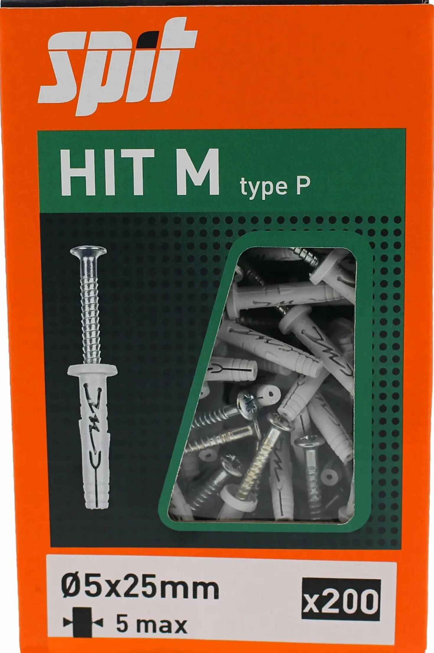 Spit 050116 Slagplug Hit M met kraag - 5 x 25mm - PZ2 (200st)