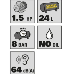 Stanley FMXCM0051E Fatmax compressor S244/8/24 - 8 bar - 24l
