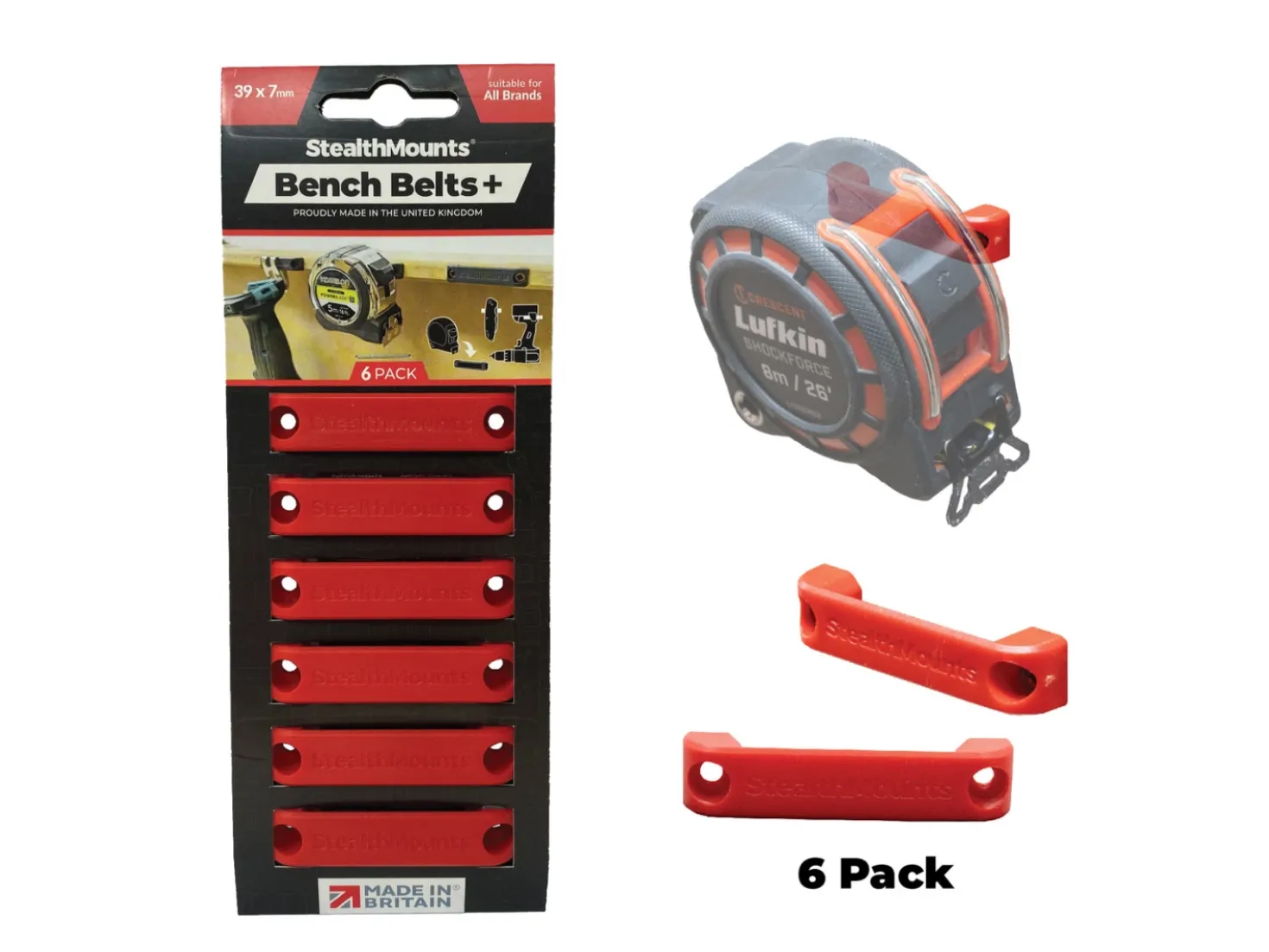 StealthMounts BB-PL-RED-6 Bankriemen + - Rood - 6 stuks