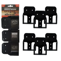 StealthMounts BM-RG18-BLK-6 Accuhouders voor Ridgid/AEG 18V - Zwart - 6 stuks