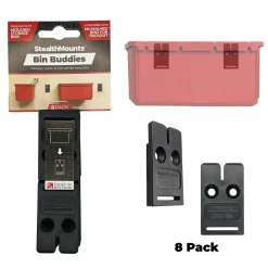 StealthMounts OM-BIN-BLK-8 Bin Buddy Mount - voor Milwaukee PACKOUT / Ridgid / AEG / Keter - zwart - 8 stuks