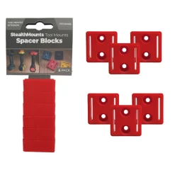StealthMounts TMSPACE-RED-6 Tool Mount Spacer Blocks Afstandhouder voor machinehouders - 12mm - voor Milwaukee M18 - rood - 6 stuks