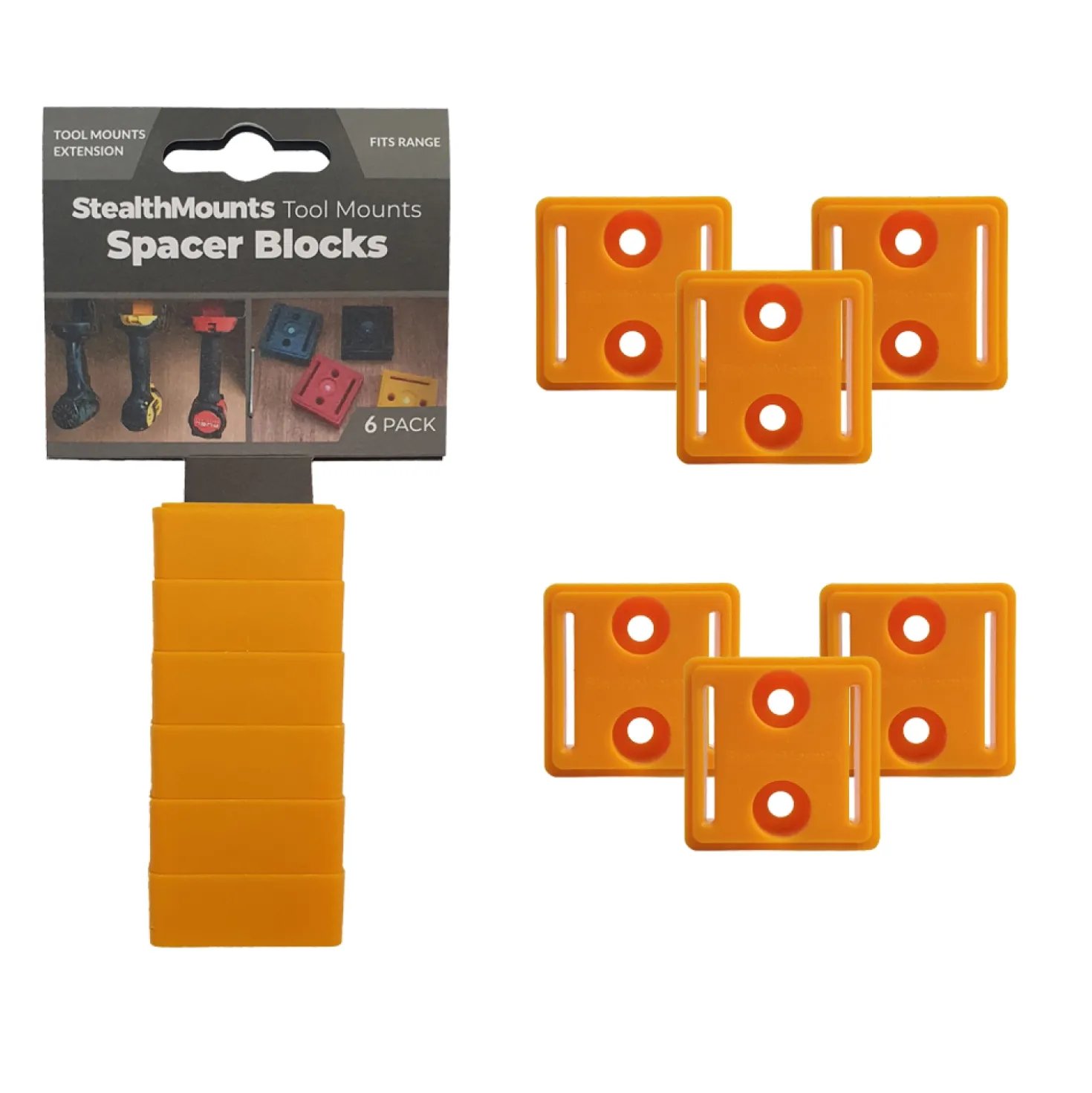 StealthMounts TMSPACE-YLW-6 Tool Mount Spacer Blocks Afstandhouder voor machinehouders - 12mm - voor DeWalt XR - geel - 6 stuks