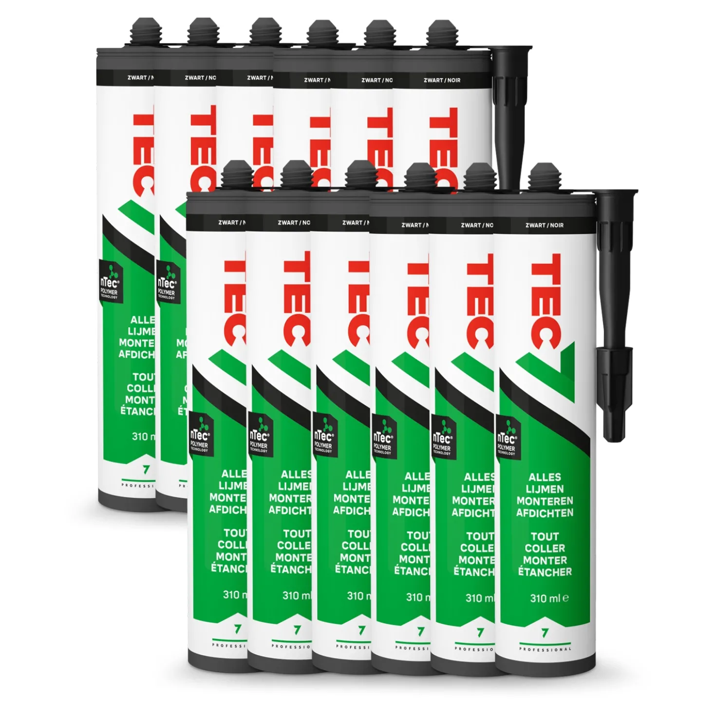 TEC7 Montagekit - Zwart - Koker - 310ml (12 st)