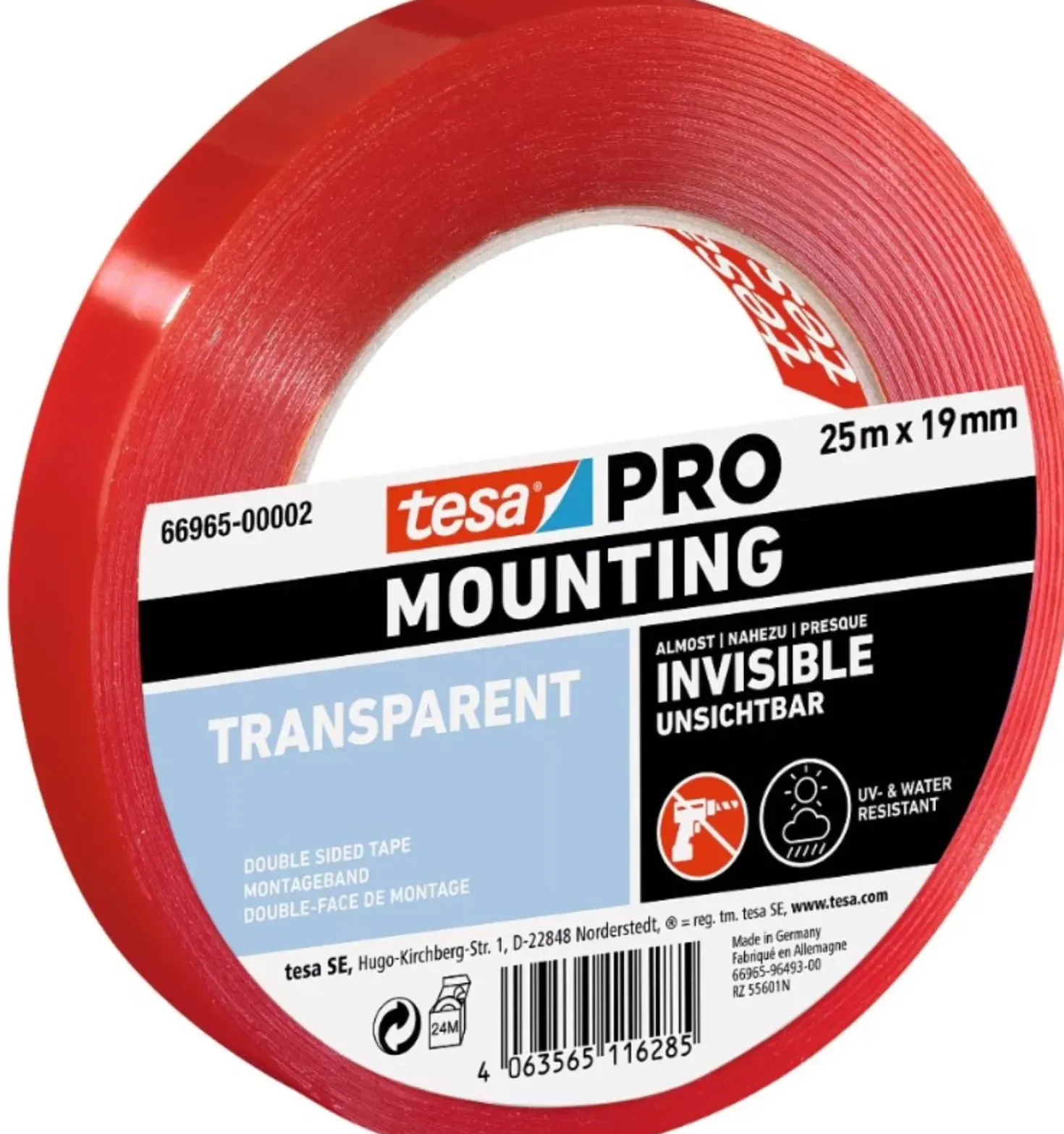 Tesa 66965 Professional Dubbelzijdige tape - 19mm x 25m - transparant