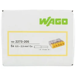 Wago 2273-205 Lasklem 5-polig - 5-gaats - 5 x 0.5 - 2.5mm² - Transparant-geel (100st)