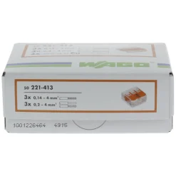 Wago 221-413 Lasklem 3-polig - 4mm - hersluitbaar - transparant-oranje (50  st)