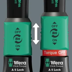 Wera 05075690001 Click-Torque Lock A 5 Draaimomentsleutel met omschakelbare ratel - 2,5-25 Nm - 1/4"