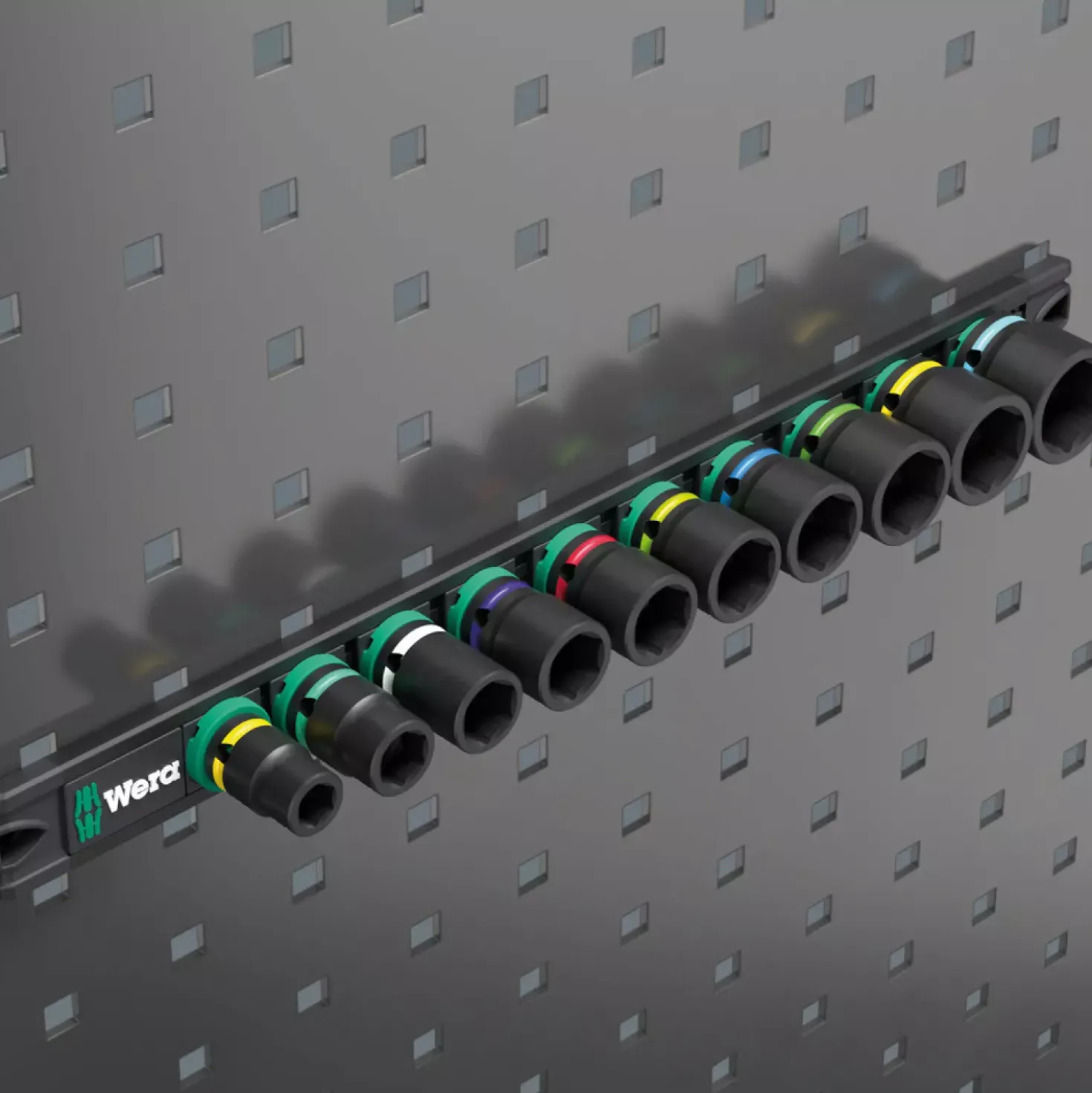 Wera 05005452001 9-delig 9608 Dop-magneetstrip B Impaktor inch 1 doppenset incl. houder