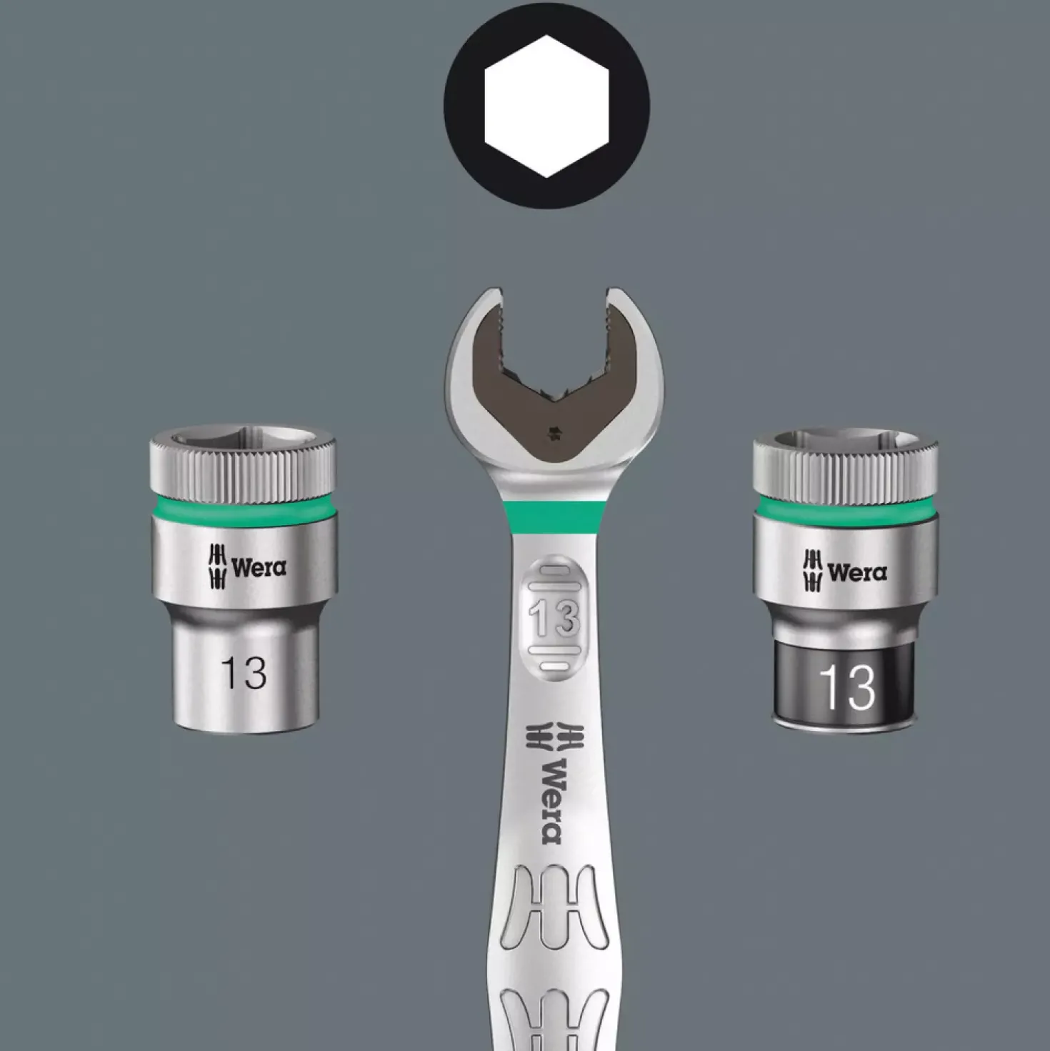 Wera 05005452001 9-delig 9608 Dop-magneetstrip B Impaktor inch 1 doppenset incl. houder