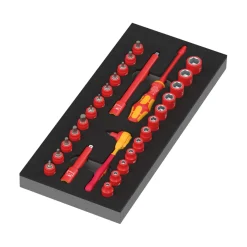 Wera 05150117001 30-delige 9727 8007 A VDE Zyklop VDE Ratel- en doppenset in foam inleg - 1/4"