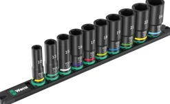 Wera 05005590001 10-delige 9660 B Impaktor Deep 1 Doppenset op magneetstrip - 3/8"