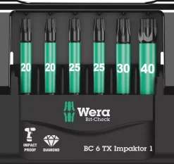 Wera 05057693001 6-delige Bit-Check 6 Impaktor 1 Bitset - Torx