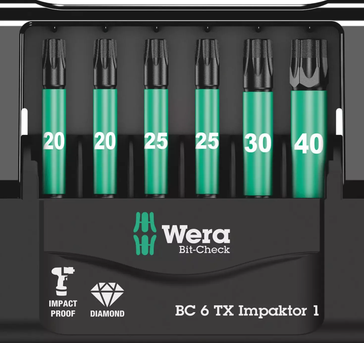 Wera 05057693001 6-delige Bit-Check 6 Impaktor 1 Bitset - Torx