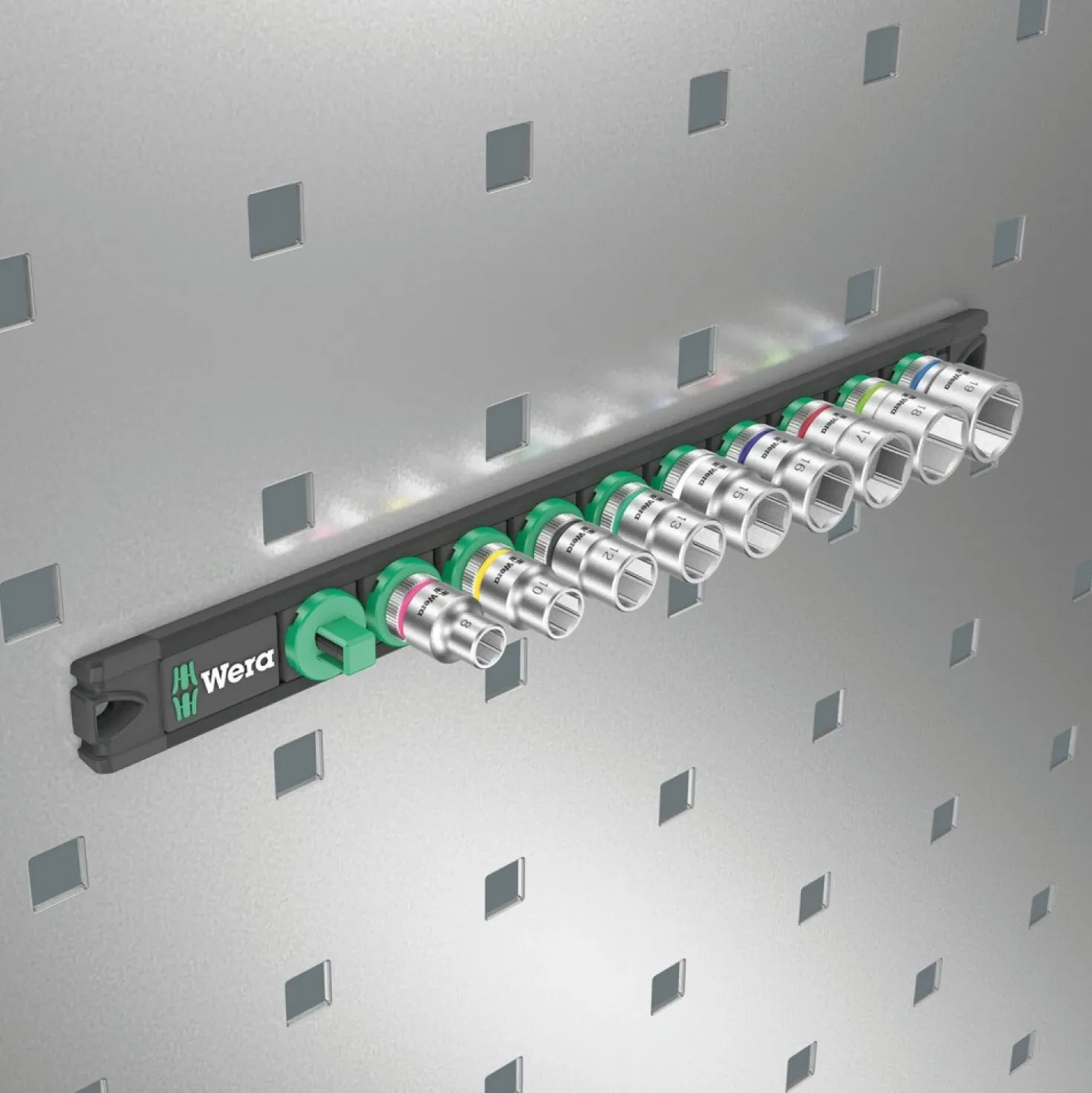 Wera 05005430001 9-delige Dop-magneetstrip B 4 Zyklop doppenset incl. houder - 3/8"