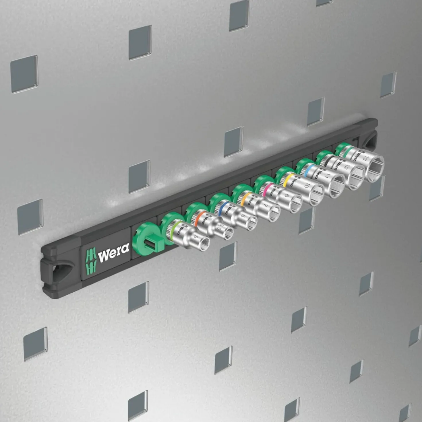 Wera 05005400001 9-delige Dop-magneetstrip A 4 Zyklop doppenset incl. houder - 1/4"