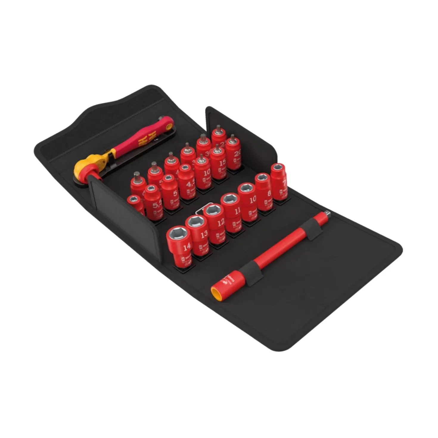Wera 05004967001 22-delige 8100 SA VDE 1 Zyklop Ratel- en doppenset in etui - 1/4"