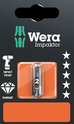 Wera 05073921001 855/1 1/4" Pozidrive Impaktor Bit - PZ2 x 25mm
