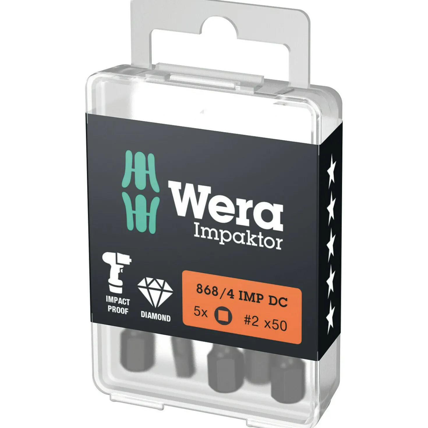 Wera 5057671001 1/4" Robertson Impaktor Bit - R2 x 50mm (5st)