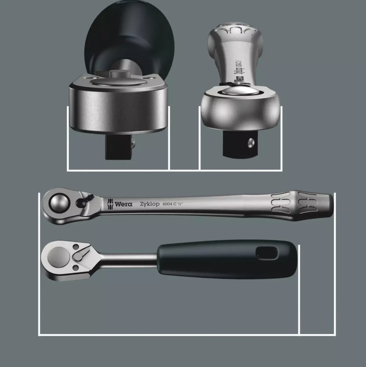 Wera 05004021001 8100 SA 11 Zyklop Metal doppenset met omschakelpal - 1/4"