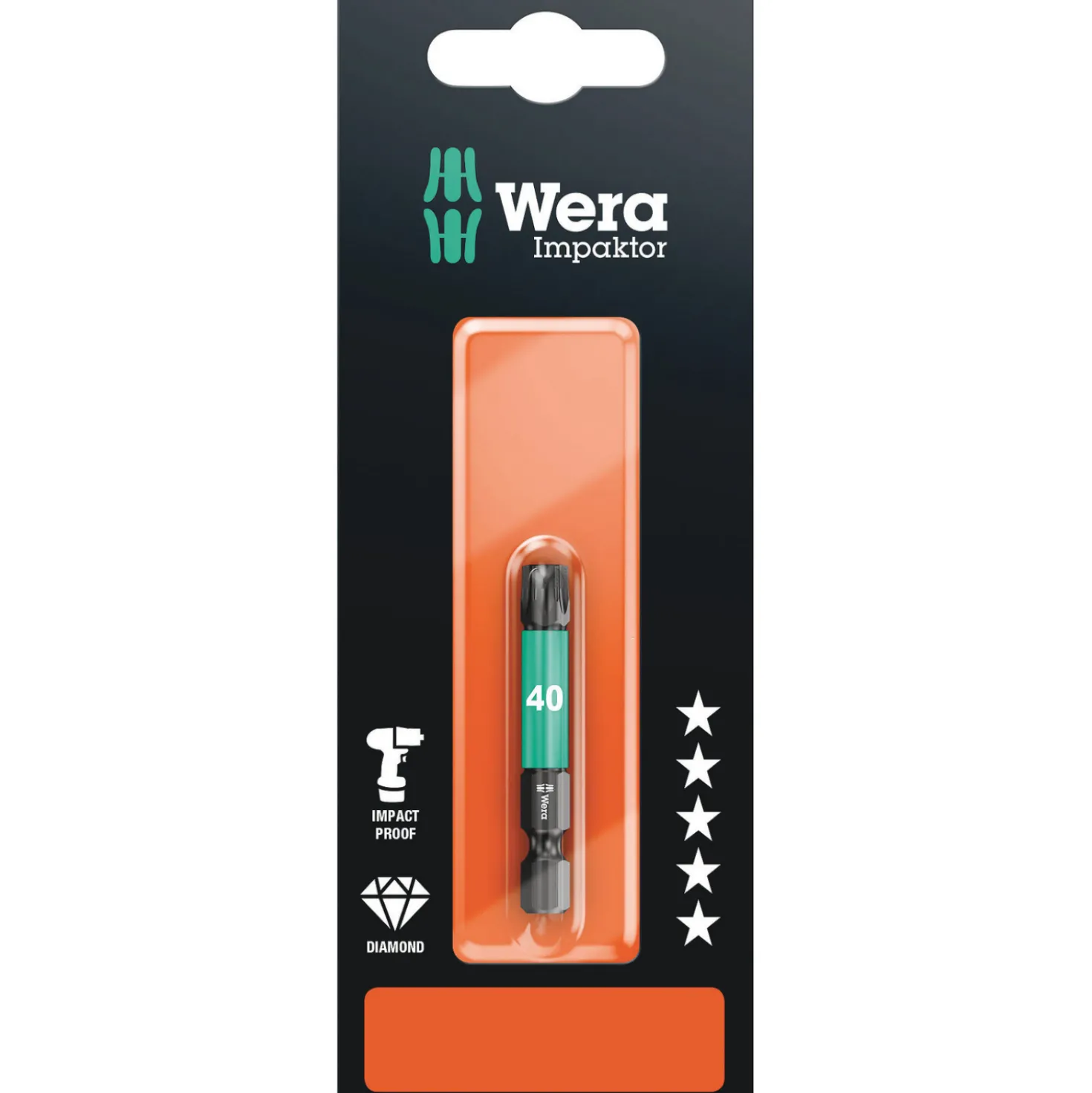 Wera 05073967001 867/4 1/4" Torx Impaktor Bit - T40 x 50mm