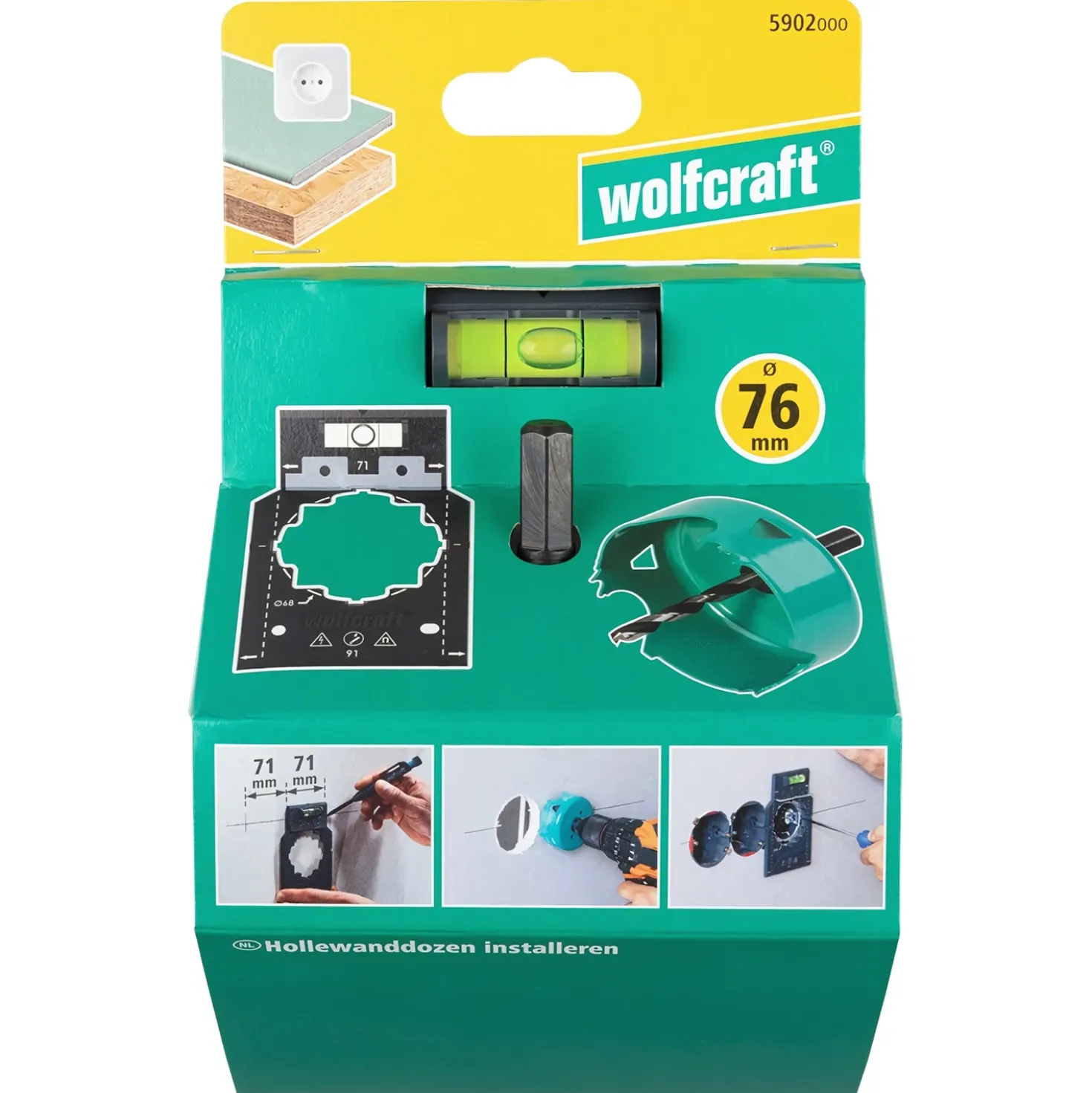 Wolfcraft 5902000 2-delige Projectset Hollewanddozen - 76mm