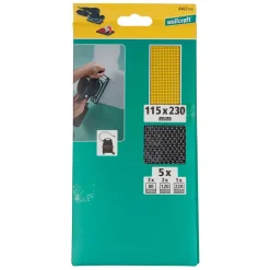 Wolfcraft 8467000 5-delige Vlak schuurgaas set - K80 / 120 / 220 - 115 x 230mm