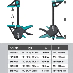 Wolfcraft 3091000 Eenhands Lijmklem PRO ERGO - 300mm
