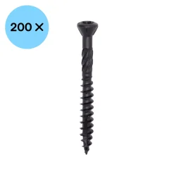 Woodies Ultimate Blackline Potdekselschoef - TX25 - Platverzonken kop - Deeldraad - Gecoat - 200st