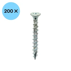 Woodies 61545374 Ultimate Scharnierschroef - TX20 - 4.5 x 40mm - Platverzonken kop - Voldraad - Verzinkt (200st)