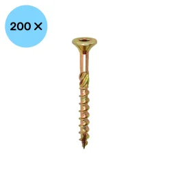 Woodies 61440272 Ultimate Spaanplaatschroef - TX20 - 4.0 x 25mm - Verzonken kop - Deeldraad - Verzinkt (200st)