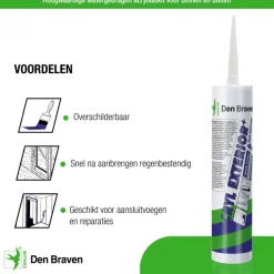 Zwaluw Den Braven 30880021 Acryl Exterior+ Acrylaatkit - Wit - 310ml - 12st