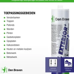 Zwaluw Den Braven 30880021 Acryl Exterior+ Acrylaatkit - Wit - 310ml - 12st