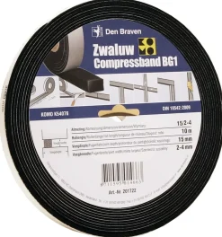 Zwaluw Den Braven 201718 Compress Band BG1 Compressieband - Antraciet - 10mm x 8m